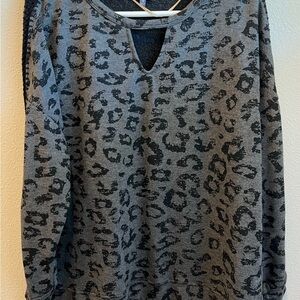 Democracy Charcoal Animal Print Top
